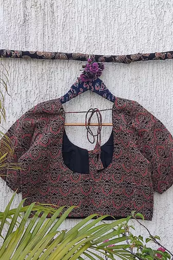 Grey cotton printed readymade blouse