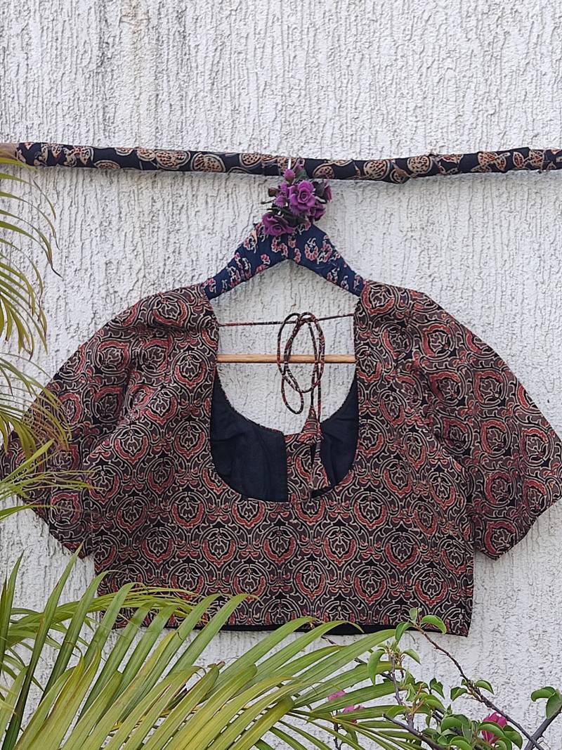 Grey cotton printed readymade blouse