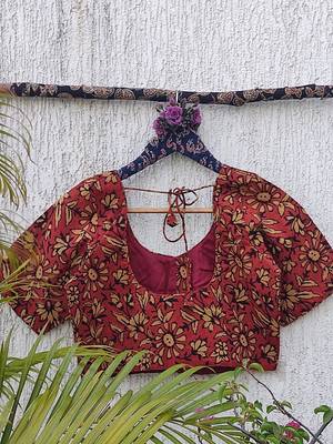 Maroon cotton printed readymade blouse 4