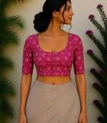 Pink cotton printed readymade blouse