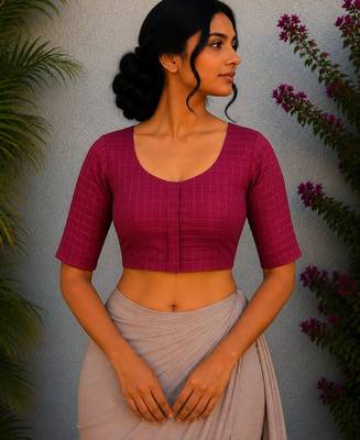 Pink cotton printed readymade blouse 1