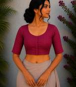 Pink cotton printed readymade blouse
