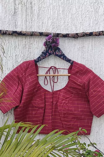 Pink cotton printed readymade blouse