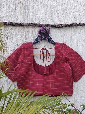 Pink cotton printed readymade blouse 4