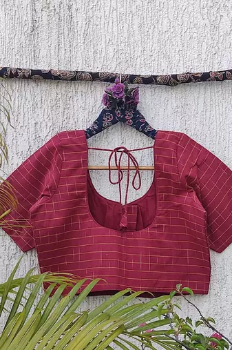 Pink cotton printed readymade blouse