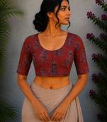 Pink cotton printed readymade blouse
