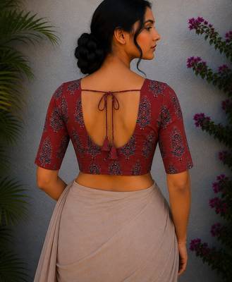 Pink cotton printed readymade blouse 2