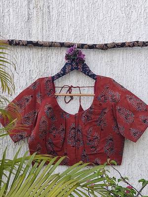 Pink cotton printed readymade blouse 3