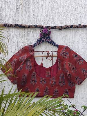 Pink cotton printed readymade blouse 4