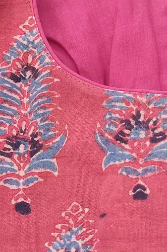 Pink cotton printed readymade blouse