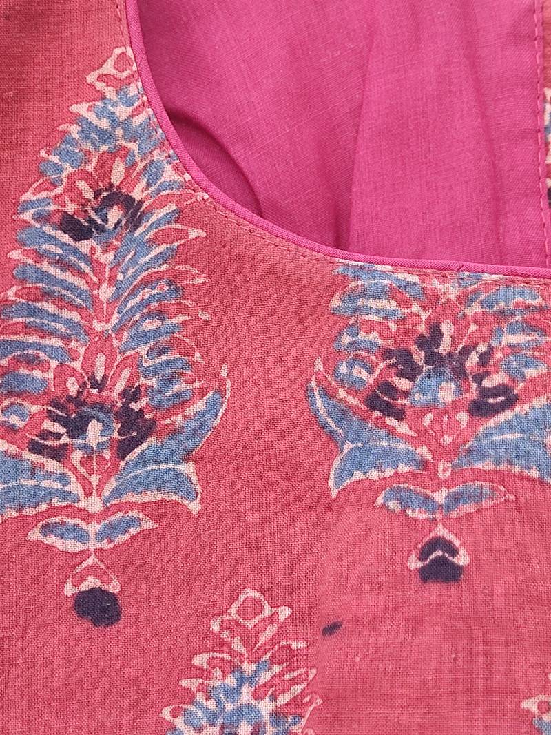 Pink cotton printed readymade blouse
