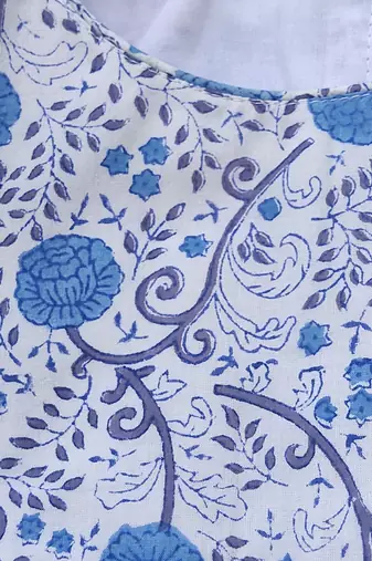 Sky blue cotton printed readymade blouse
