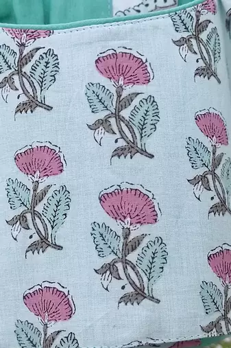 Sky blue cotton printed readymade blouse