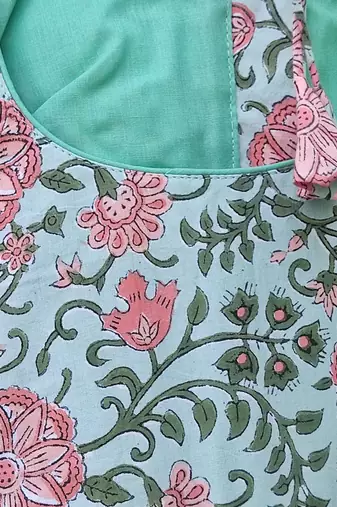 Sky blue cotton printed readymade blouse