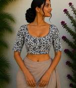 White cotton printed readymade blouse