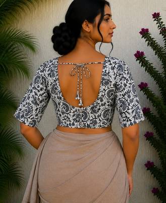 White cotton printed readymade blouse 2