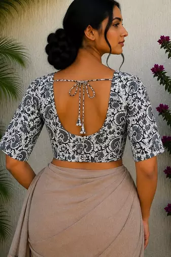 White cotton printed readymade blouse