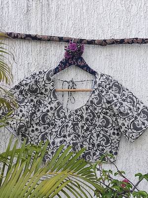 White cotton printed readymade blouse 3