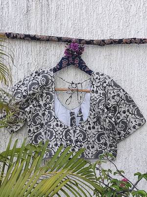 White cotton printed readymade blouse 4