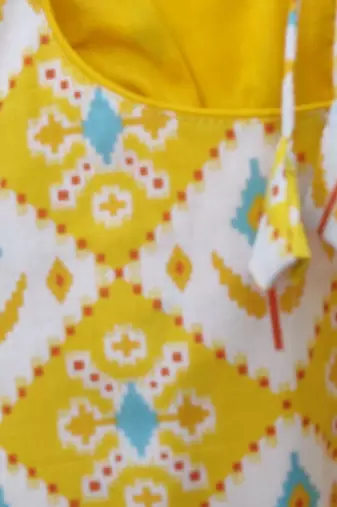 Yellow cotton printed readymade blouse