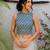 Sky blue cotton printed readymade blouse