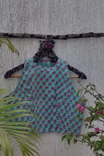 Sky blue cotton printed readymade blouse