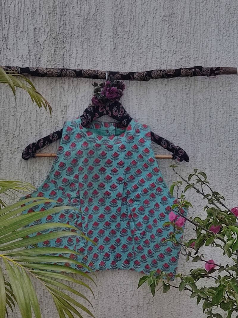 Sky blue cotton printed readymade blouse