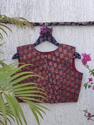 Brown cotton printed readymade blouse 3