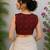 Maroon cotton printed readymade blouse