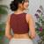 Maroon cotton printed readymade blouse