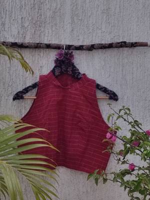 Maroon cotton printed readymade blouse 3