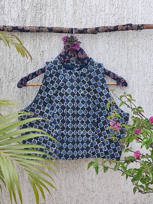 Navy blue cotton printed readymade blouse 3