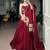 Women Maroon Solid Pleated Mal Cotton Lehenga Choli with Embroidered Dupatta - Free Size