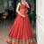 Women Rust Orange Chanderi Pleated Lehenga Choli with Gamthi Work Koti Jacket -  Free Size