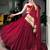 Women Maroon Solid Pleated Mal Cotton Lehenga Choli with Embroidered Dupatta - Free Size