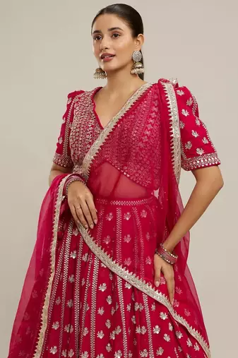Pink Wedding & Party Wear Designer Sequence Embroidery Work Georgette Lehenga Choli For Women's