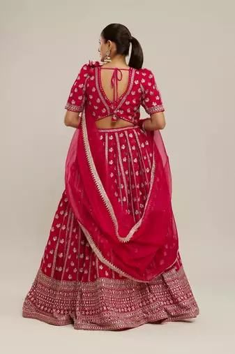 Pink Wedding & Party Wear Designer Sequence Embroidery Work Georgette Lehenga Choli For Women's