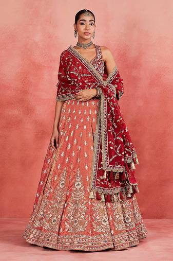 Orange Embroidered Designer Lehenga Choli with Dupatta