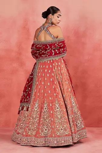 Orange Embroidered Designer Lehenga Choli with Dupatta