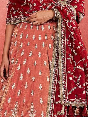 Orange Embroidered Designer Lehenga Choli with Dupatta 4