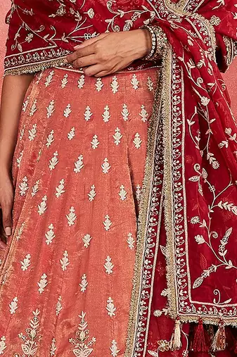 Orange Embroidered Designer Lehenga Choli with Dupatta