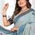 blue jacquard cotton blend saree with blouse 