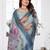 blue jacquard cotton blend saree with blouse 