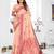 peach jacquard cotton blend saree with blouse 