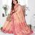 peach jacquard cotton blend saree with blouse 