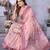 pink jacquard cotton blend saree with blouse 
