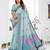 blue jacquard cotton blend saree with blouse 