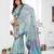 blue jacquard cotton blend saree with blouse 
