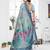 blue jacquard cotton blend saree with blouse 