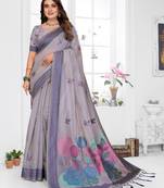 lavender jacquard cotton blend saree with blouse 